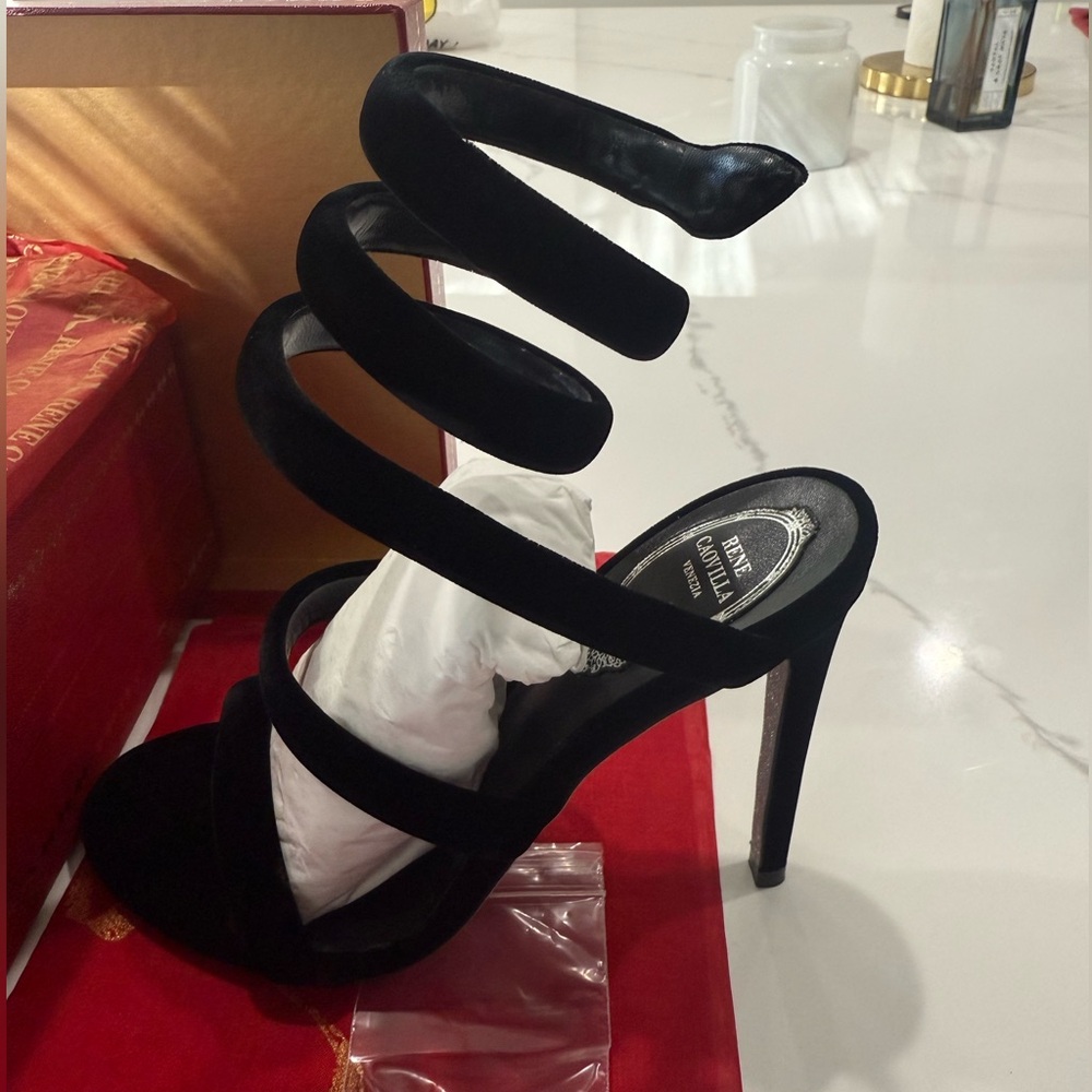 Black Velvet Cleo Sandal Heel